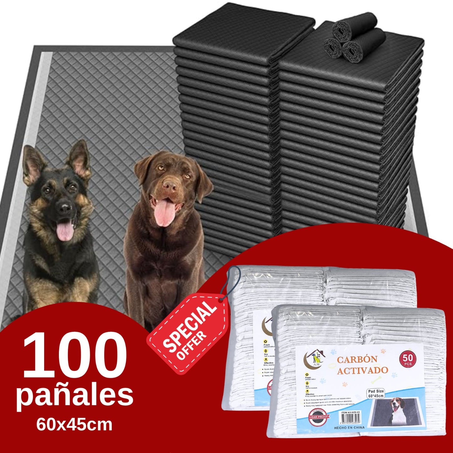 Pañales de Entrenamiento para Mascotas con Carbón Activado